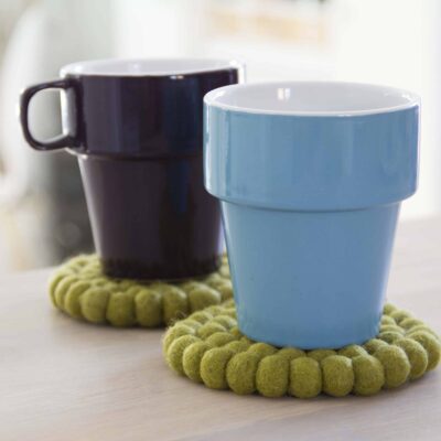 grøn coaster i original kugletæppe uld