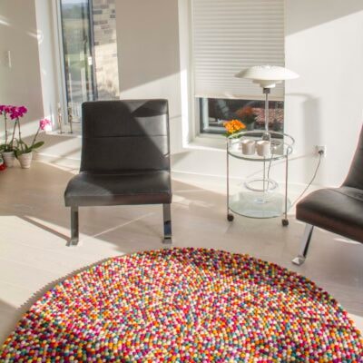 multifarvet kugletæppe fra nepal til god pris