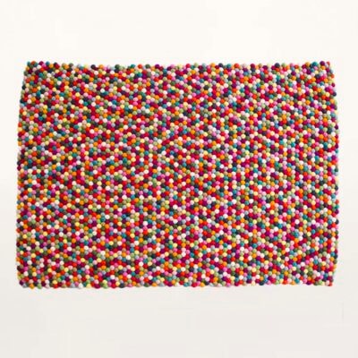 Firkantet kugletæppe i multifarvet 100x140